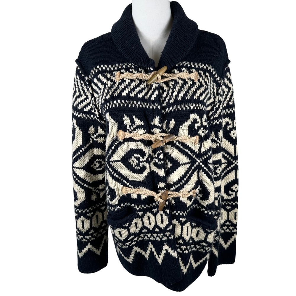 Denim & Supply Ralph Lauren Cardigan Women S Navy Blue Southwestern Cabin Toggle